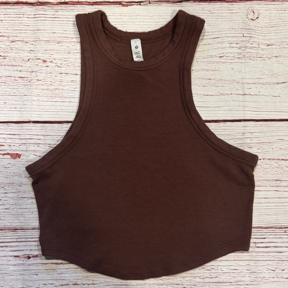 Lululemon Hold Tight Cropped Tank Top in Java Sz 6 - Picture 4 of 11